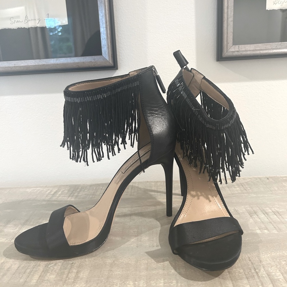 BCBG Black Fringe Pumps